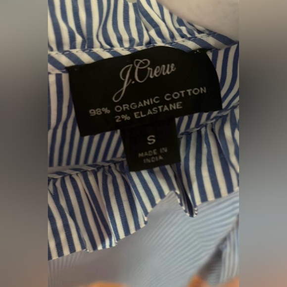 JCrew Blue And White Stripe Ruffle Neck Blouse. Ladies size small. - Picture 3 of 3